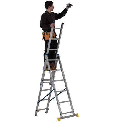 Werner Professional 3 Section Aluminium Extension Ladder - 2.45m