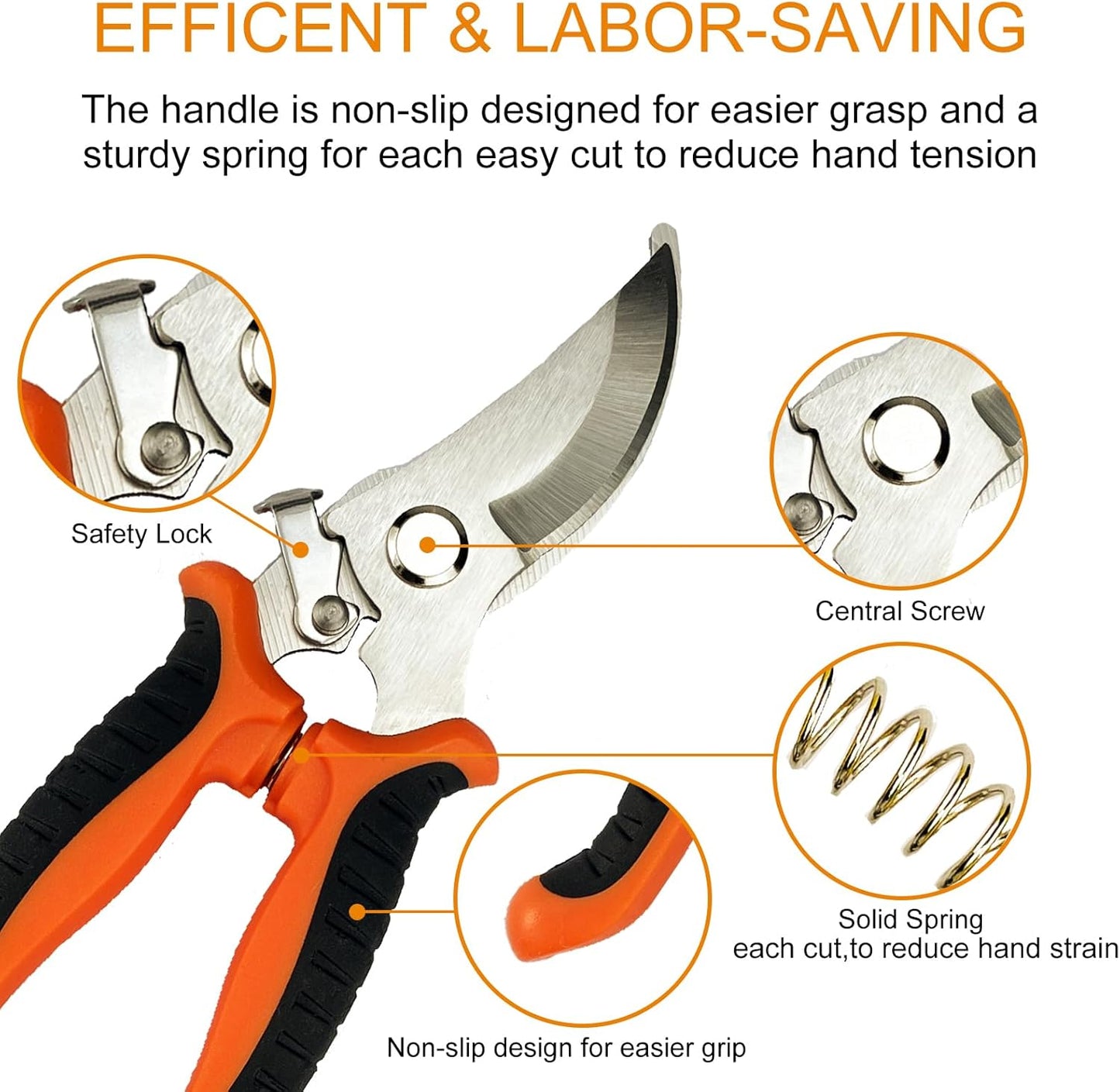 Professional Garden Pruning Shears Set with Protective Gloves – Heavy Duty Stainless Steel