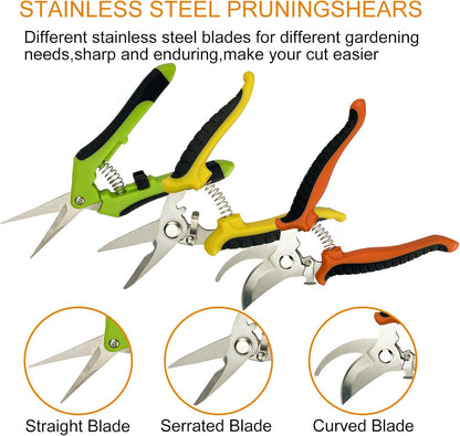 Professional Garden Pruning Shears Set with Protective Gloves – Heavy Duty Stainless Steel