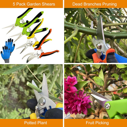 Professional Garden Pruning Shears Set with Protective Gloves – Heavy Duty Stainless Steel