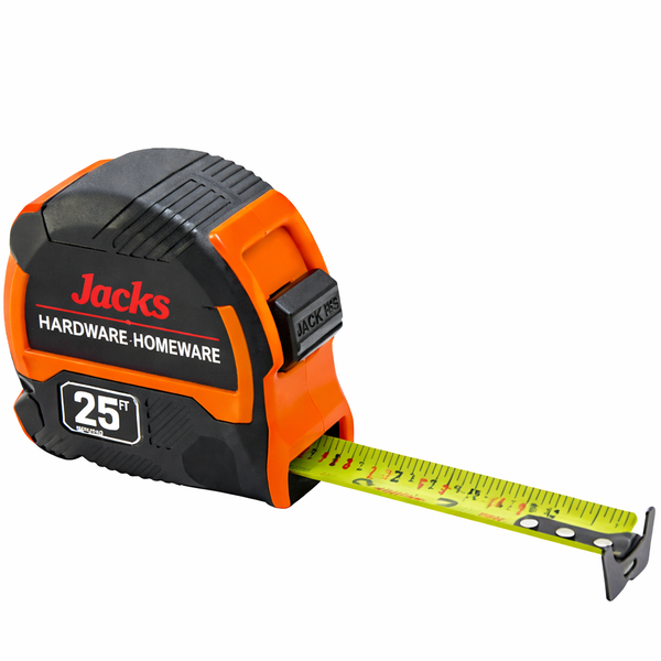 Jacks Hardware Homeware 25ft Tape Measure – Heavy Duty Retractable Measuring Tape with Lock Function